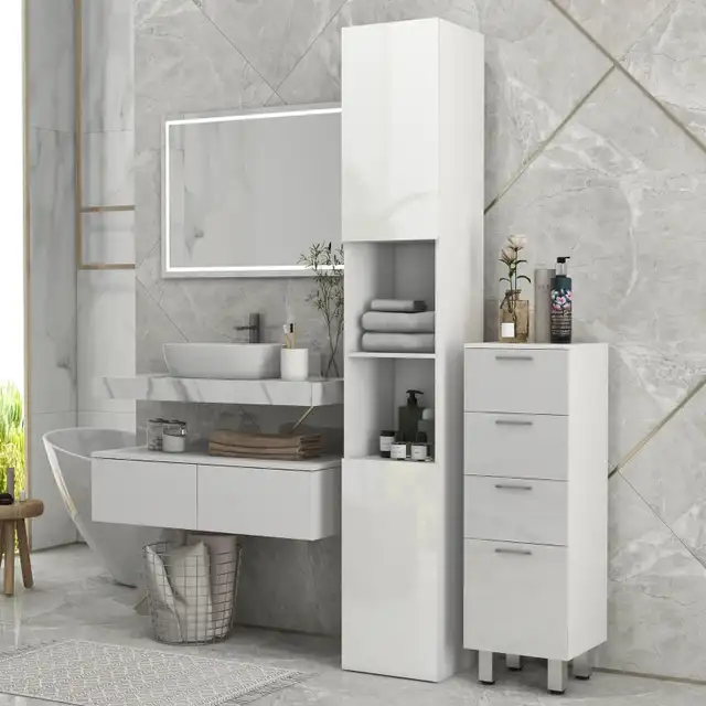 11.8"W x 11.8"D x 71.5"H, Tall Bathroom Cabinet, White in Home Décor & Accents in Markham / York Region - Image 10
