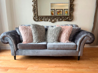 Stunning Gray Velvet Couch