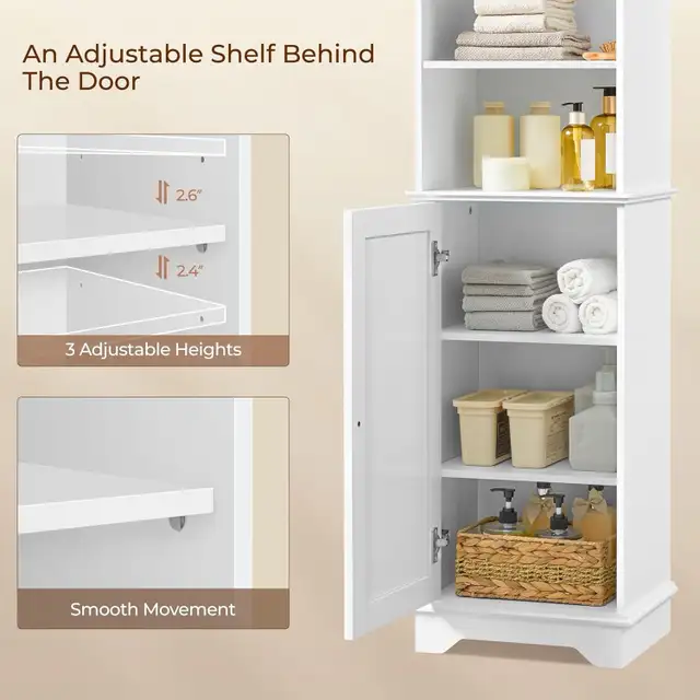 Freestanding Tall Slim Storage Cabinet with 3 Shelves & Door in Home Décor & Accents in Markham / York Region - Image 7