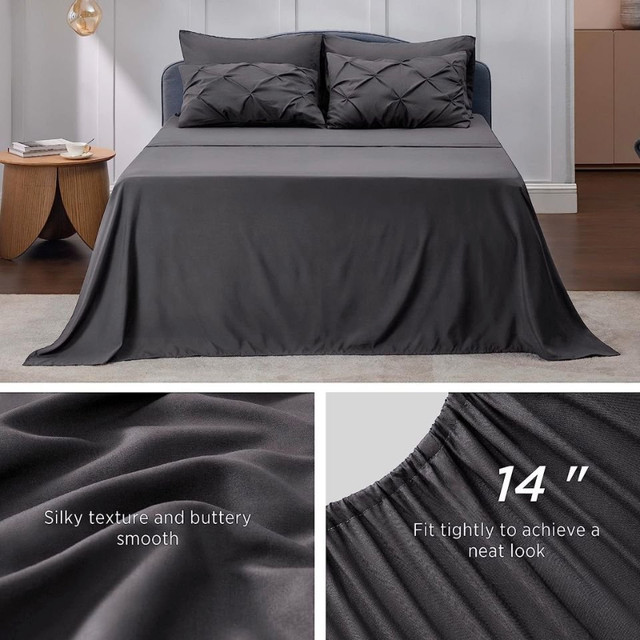 New 7 PC Bed In A Bag Comforter Set - Dark Grey - Queen Size in Bedding in North Bay - Image 4