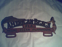 Cast Iron Car License Plate Topper American Beach