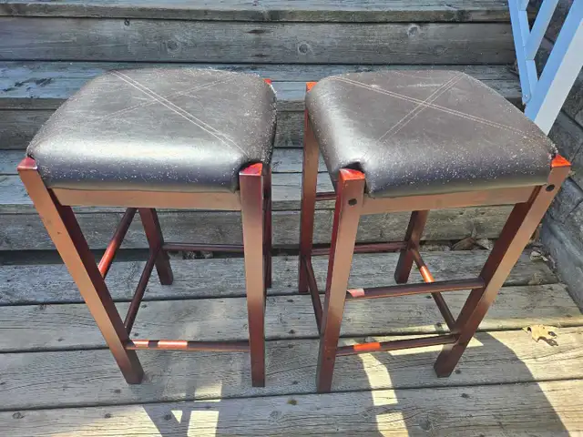 Two wooden stools in Chairs & Recliners in Peterborough - Image 2