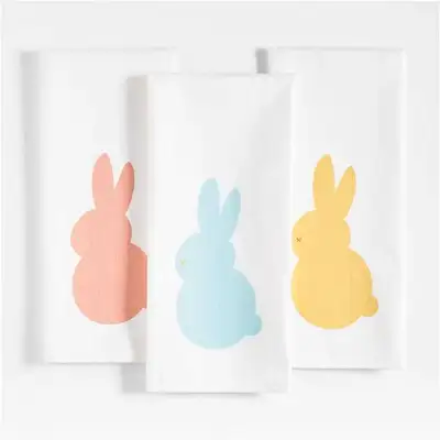 Crate & Barrel, Easter Bunny Dish Towels (Set of 3)