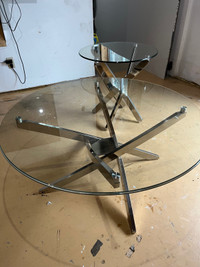 2 glass tables