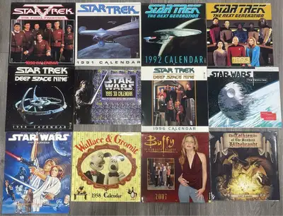 Lot of 12 Vintage Pop Culture Calendars – Star Wars, Star Trek,, View more