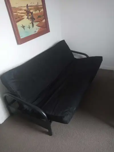Black steel framed Futon, View more