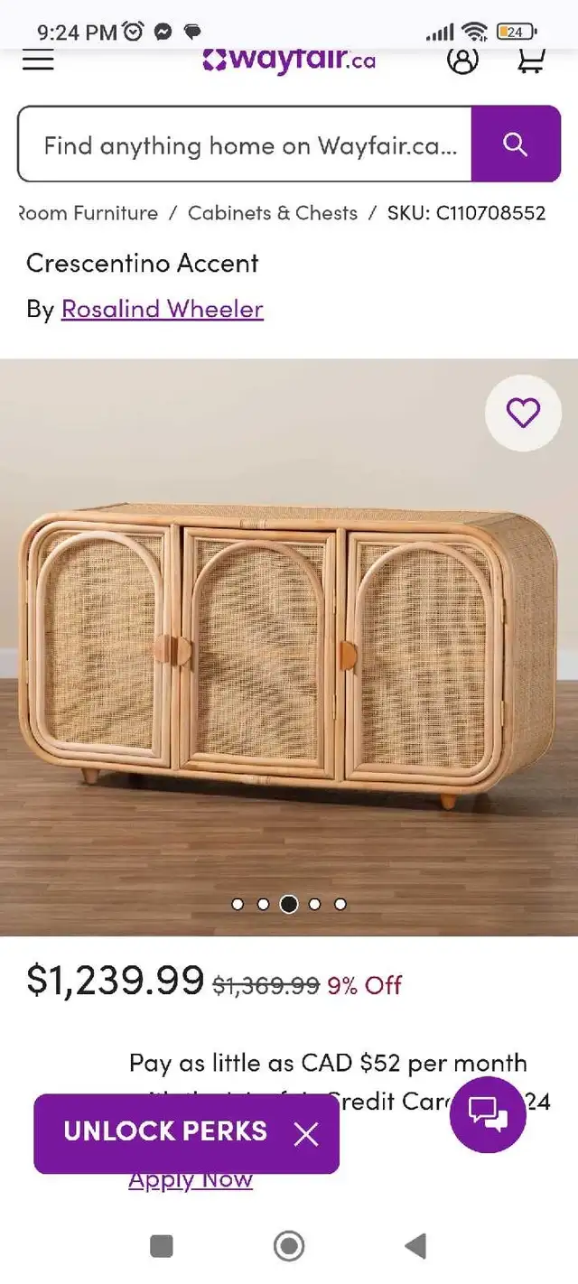 Rattan Wooden Sidboard Buffet Cabinet in Hutches & Display Cabinets in Edmonton - Image 6