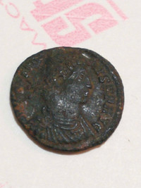 Unattributed ancient Roman coin, Emperor on galley