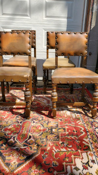 4 ANTIQUE ENGLISH OAK DINING CHAIRS