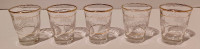 5x Vintage Mini Shot Glasses Clear w/ Gold Trim & Embossed ITALY
