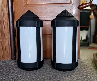 VINTAGE ART DECO OUTDOOR WALL SCONCES LARGE SIZE FILM PROP, View more