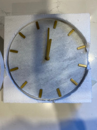 Marble Wall Clock with brass numbers and hands BNIB never used