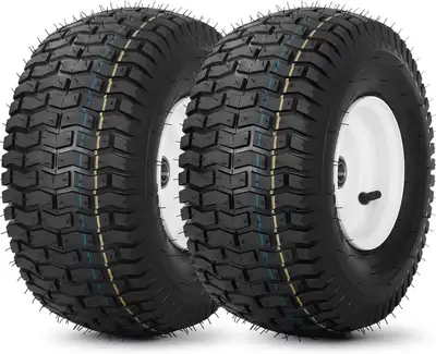 GICOOL (2 Pack) 13x5.00-6 Tubeless Tire and Wheel, 3" Offset Hub, 3/4" Bearing, 4 Ply, 15x6-6 Lawn M...