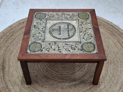 Mid-century scandinavian rosewood and tile coffee table , View more