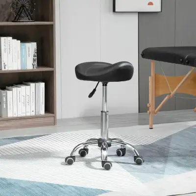 Pu leather Saddle Stool, Height Adjustable Rolling Salon Chair , View more