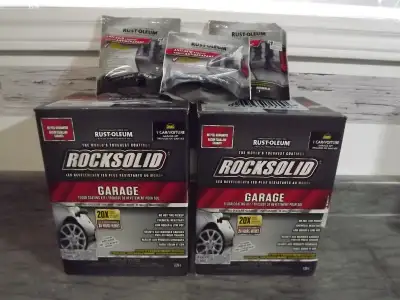 2 - Rustoleum Rocksolid Garage Floor Kits. Industrial grade Polycuramine floor coating. 2.25 liter/...