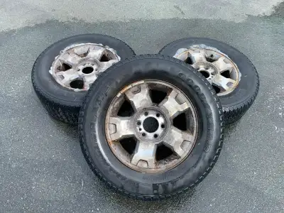 Used ford f150 aluminum rims & tires LT 265/65/18 Around 40% tread left, tires will need to be resea...