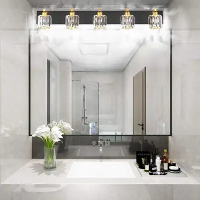 Modern 5-Light Crystal Vanity Light for Bathroom - Black Bath Li, View more