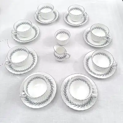 set of 8 Aynsley Mayfair teacups + sugar/creamer , View more