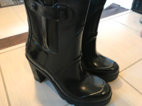 Women’s High Heel Hunter Boots US 8 - 4.5 Inch Heel Black
