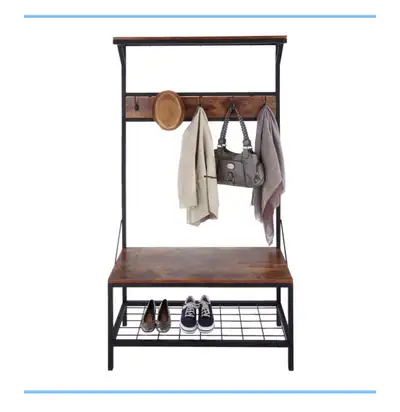 Industrial Style Hall Tree Coat and Shoe Rack, View more