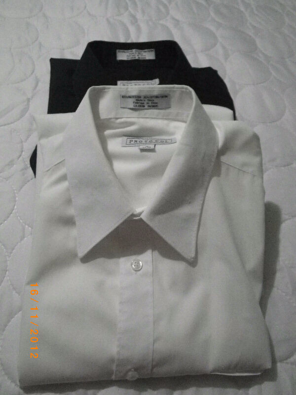 2 youth dress shirts, sz 16, one white, one black in Kids & Youth in Sarnia