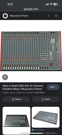 Allan and Heath Zed R16 Firewire mixer and Interface