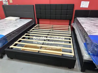 Brand new modern queen size storage bed frame on sale, slats included Only $269 , limited time offer...