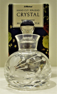 NEW IN BOX, BRITISH HAND CUT CRYSTAL PERFUME BOTTLE