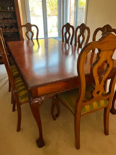 9pc Dining Set: 8 Italian Rococo Chairs And Walnut Table, View more