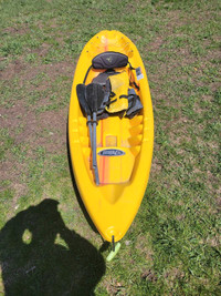 Pelican kayak with life jacket and paddle