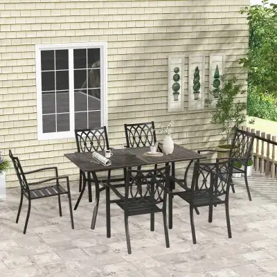 7pc Outdoor Dining Set for 6 with Stackable Chairs , View more