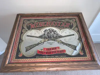 Huge VintageWinchester “Gun ThatWontheWest” mirror bar sign, View more
