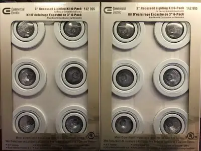 Selling 2 6-packs together for a total of 12 pot lights with GU10 light bulbs (recessed). Normally r...