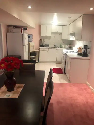 Furnished large Walkout basement apartment, 3 bedrooms, 1 Bath, Kitchen, Dining and Living room area...