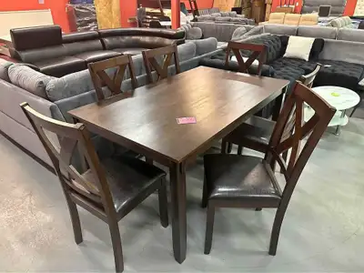 Wooden dining table with 6 chairs set, View more