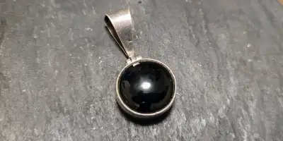 Vintage Black Onyx Silver Pendant, View more
