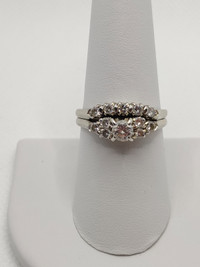 18k White Gold Engagement Ring with Wedding Band