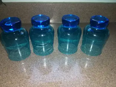 Straw basket/ blue juice glasses/ blue canning ball brand jars, View more