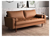 70 in. Square Arm 3-Seater Sofa in Brown