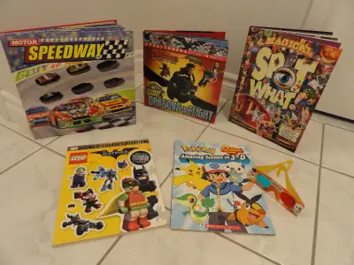 LIKE NEW BOOKS! -- MOTOR SPEEDWAY, POKEMON, LEGO STICKERS, DRAGONS IN FLIGHT and SPOT WHAT! #1.-- MO...