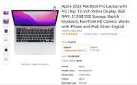MacBook Pro - 13.3" - 512GB SSD, 8GB RAM !! M2 Chip !!Brand New