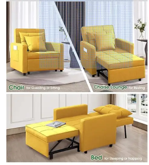 2 Yellow Chairs that Fold out Into Single Beds in Beds & Mattresses in Kingston - Image 4