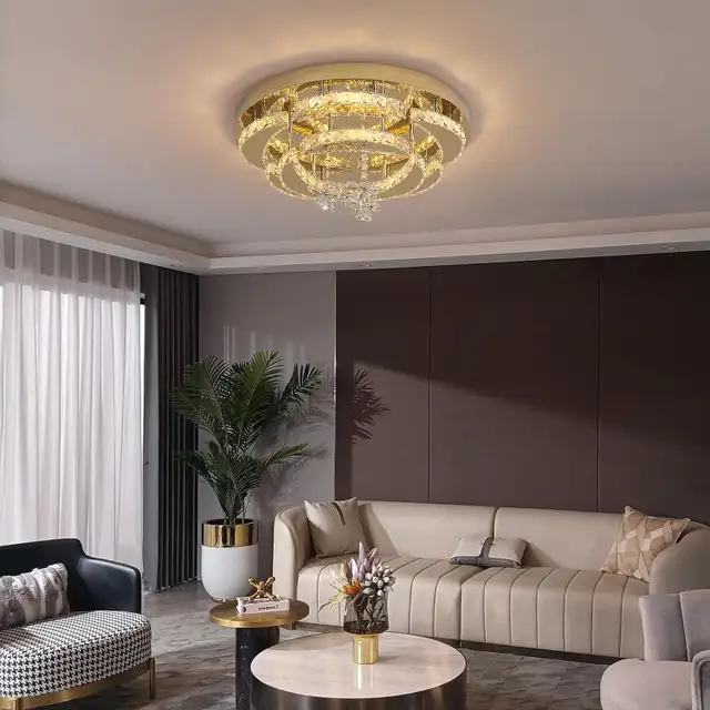 Modern Flush Mount Chandelier - 50CM Crystal Ceiling Light with in Indoor Lighting & Fans in Mississauga / Peel Region - Image 6