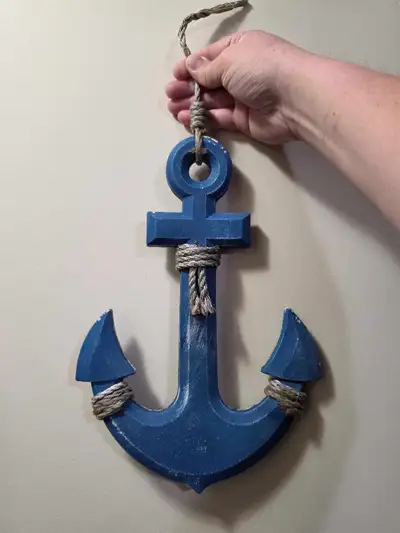 Large Rustic Blue Nautical Anchor – Wall Décor, View more