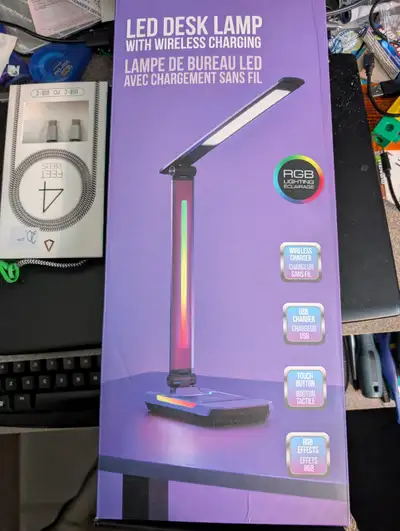 LED Desk Lamp with USB + Wireless Charging - New, in Box -$25.00, View more