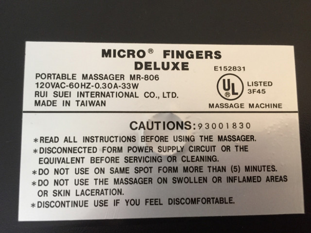 Kneading Micro Fingers Deluxe Portable Massager MR-806 in Health & Special Needs in City of Toronto - Image 4