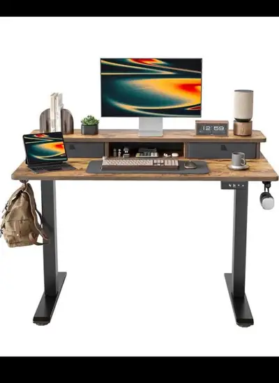 BEXEVUE Height Adjustable Electric Standing Desk with Two Drawer, View more