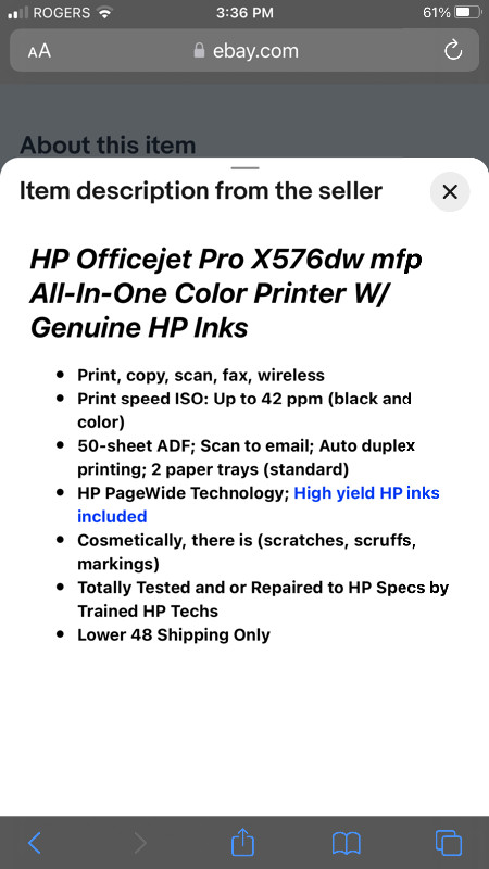 HP printer in Printers, Scanners & Fax in Napanee - Image 2