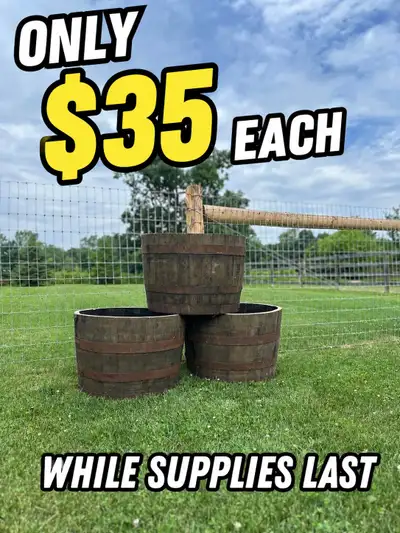 Oak Barrel Planters $35 Each | Heavy Duty Garden Pots | Veggies, View more